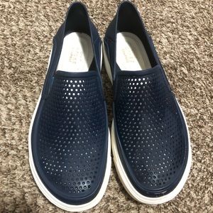 Navy blue slip on Crocs